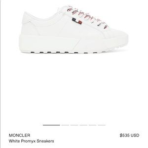 New Rare Moncler white Promyx sneakers 40 made in Italy.  Sold out everywhere